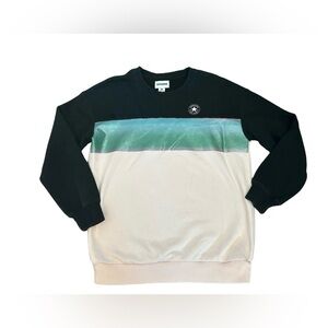 Converse Pink, Black, & Metallic Blue Color Block Pullover Sweatshirt Sz Medium